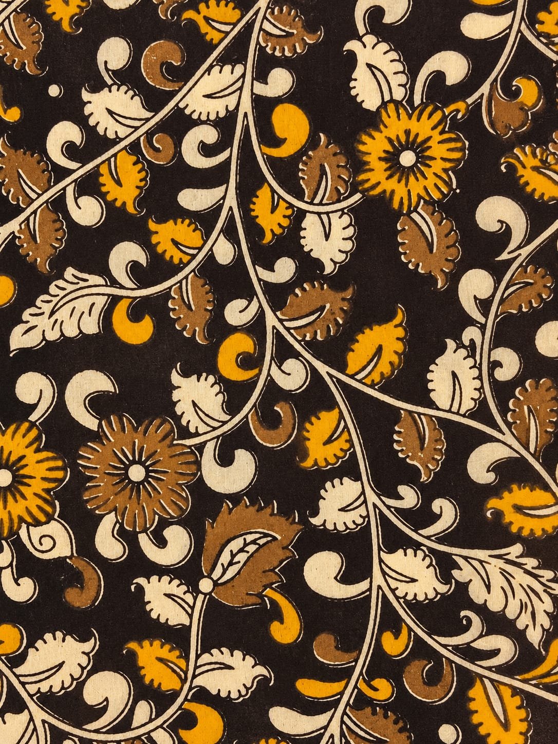 Home kalamkari pure cotton salwar material black with floral print top