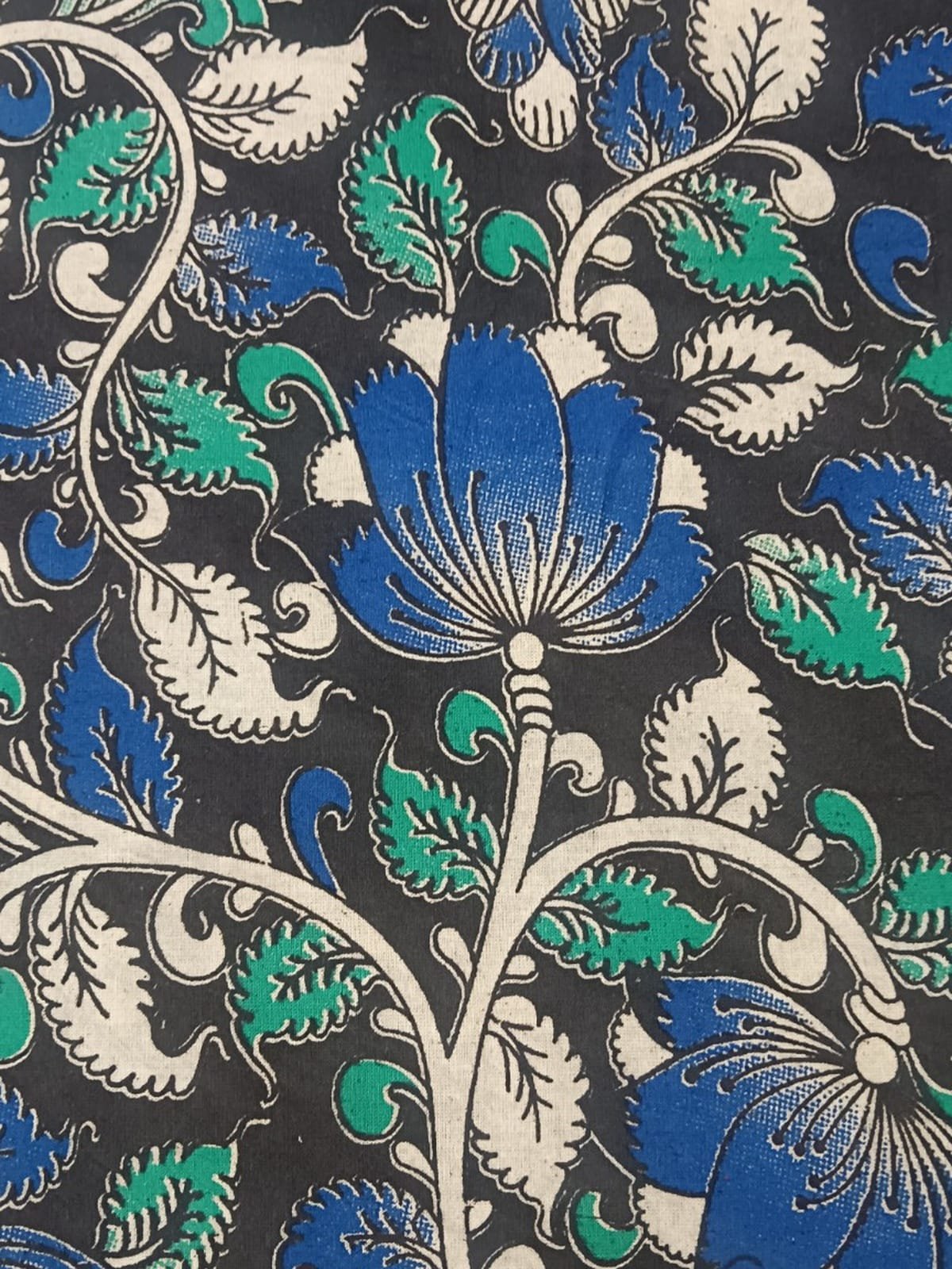 kalamkari pure cotton salwar material blue top