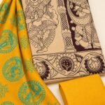 kalamkari pure cotton salwar material mustard yellow