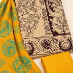 kalamkari pure cotton salwar material mustard yellow
