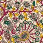 kalamkari pure cotton salwar material peacock design green top