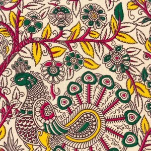 kalamkari pure cotton salwar material peacock design green top